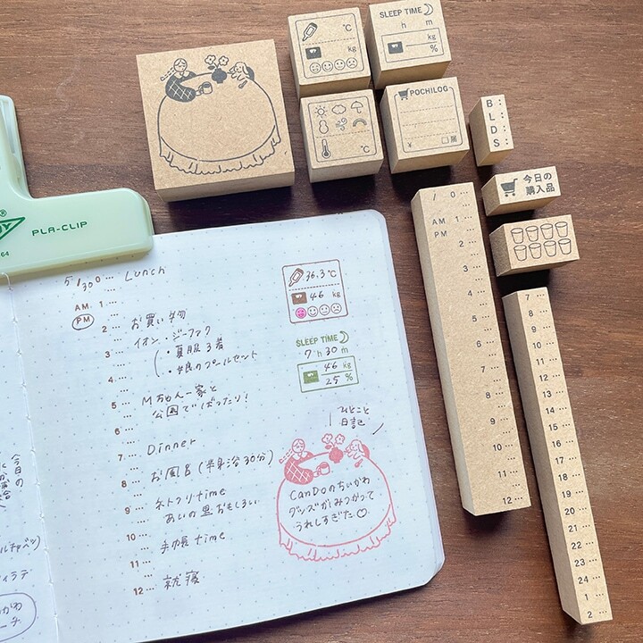 圓桌女孩 框框 木製印章｜日本Stamp Marche