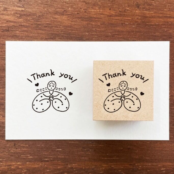 Thank you女孩 木製印章｜日本Stamp Marche