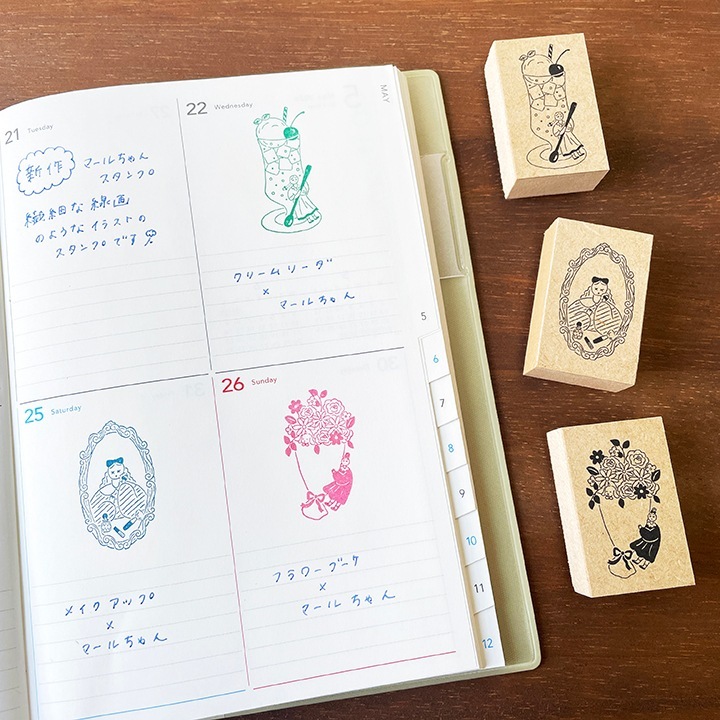 花束女孩 木製印章｜日本Stamp Marche