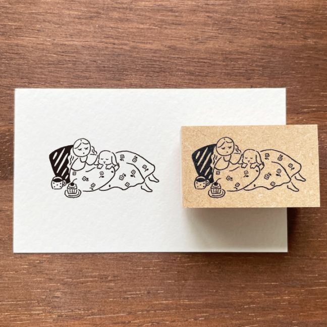 小狗與女孩 木製印章｜日本Stamp Marche
