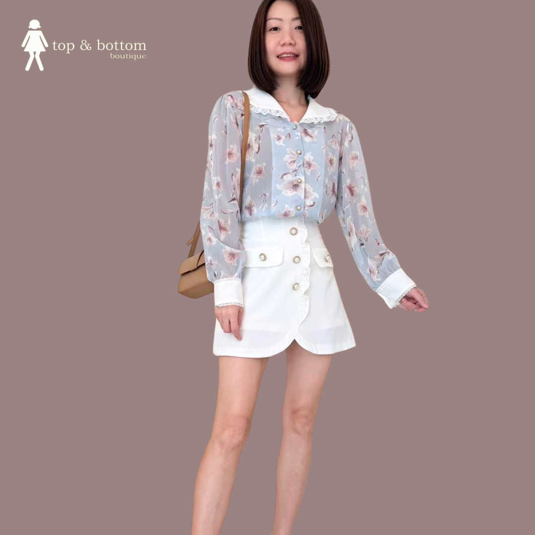 HIGH WAISTED FRILLS BUTTON SHORT SKIRT