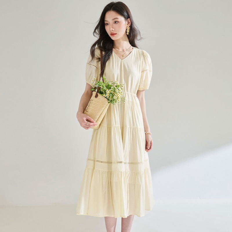 鏤空滾邊抽繩洋裝 兩色