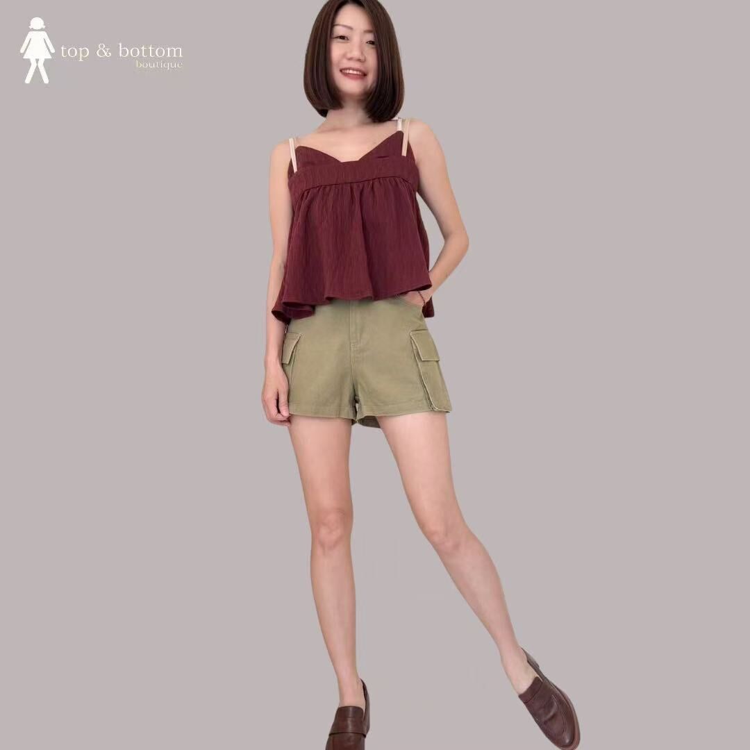 BABY DOLL FLARE TOP WITH VELVET STRAP