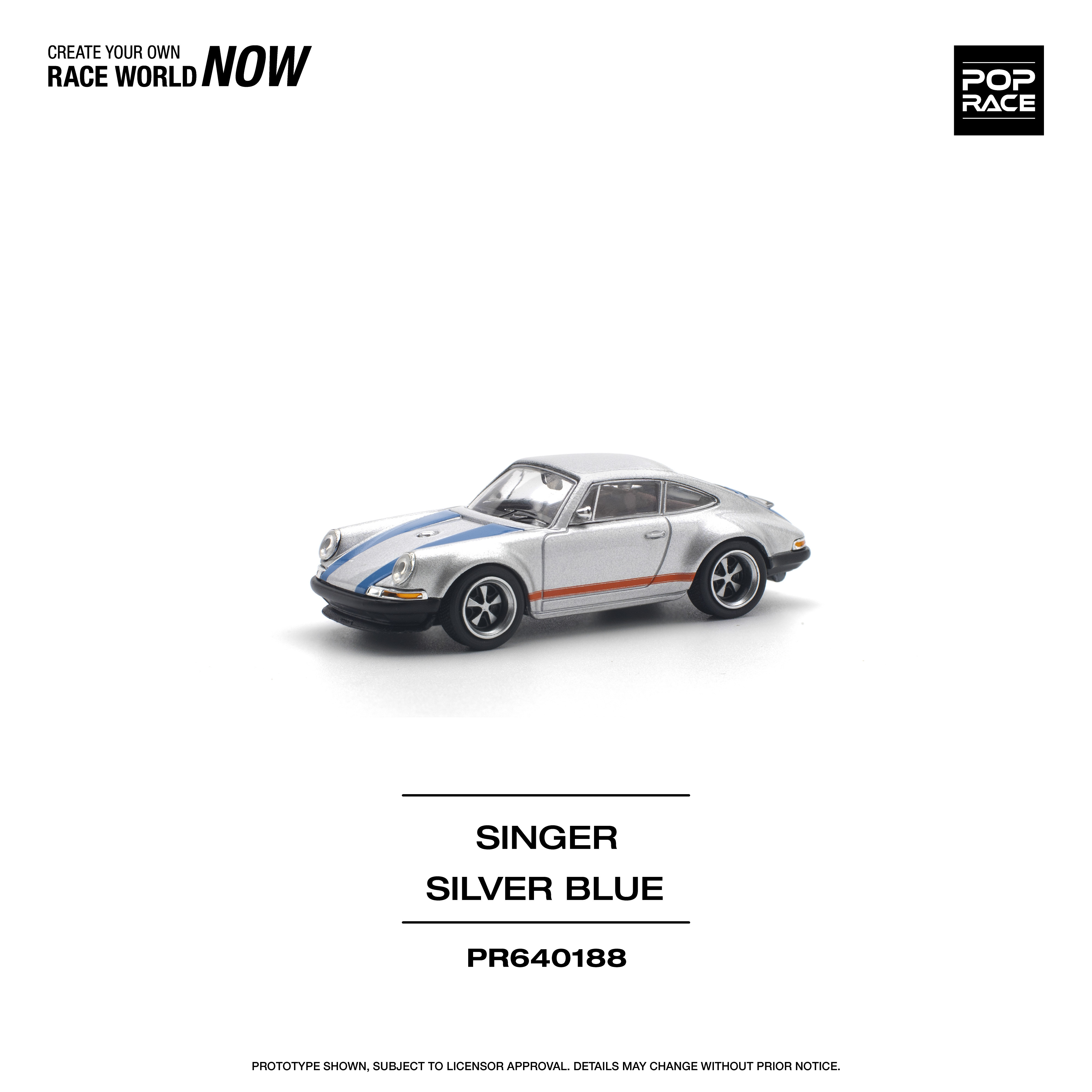 POPRACE 1/64 SINGER SILVER/BLUE Diecast Model Car