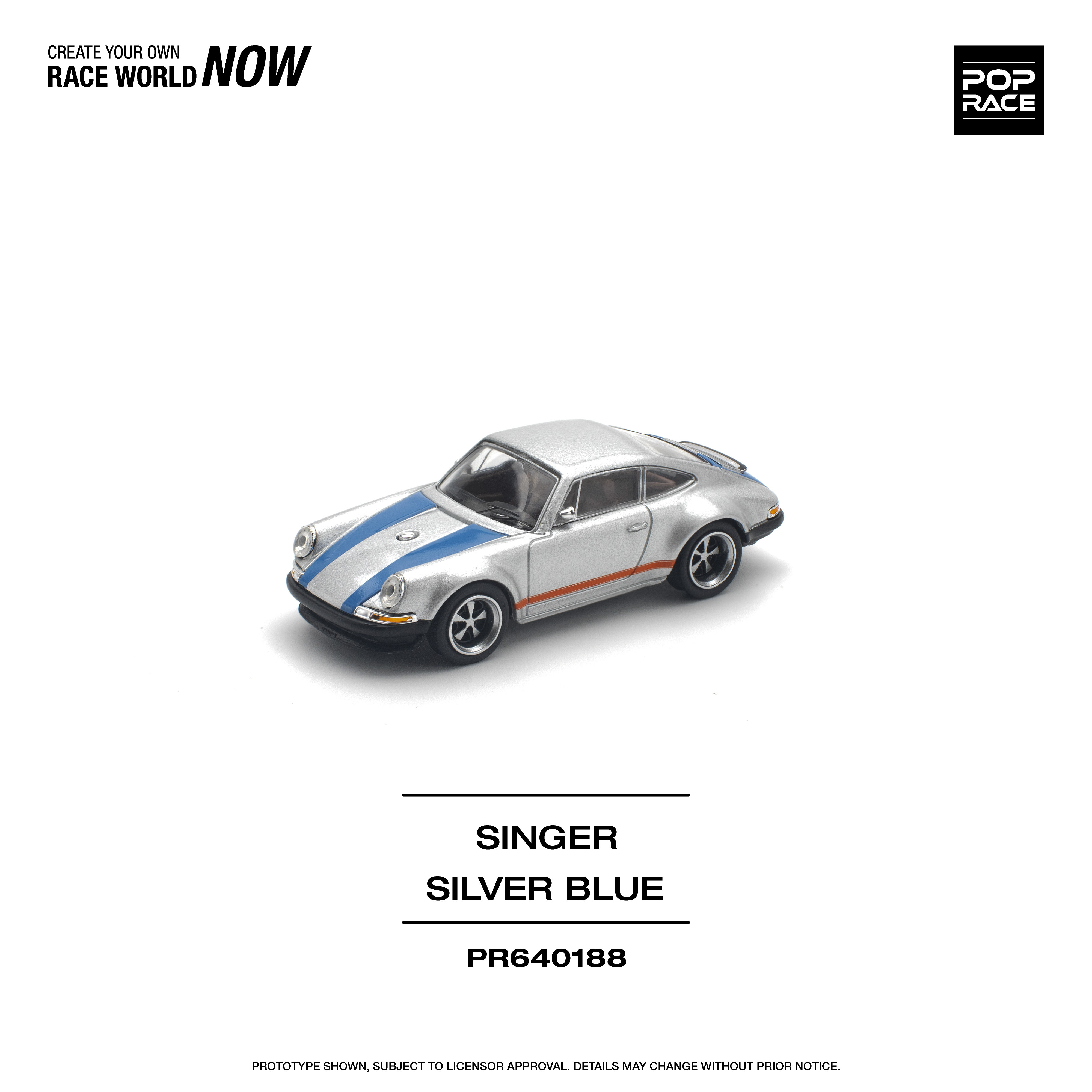 POPRACE 1/64 SINGER SILVER/BLUE Diecast Model Car