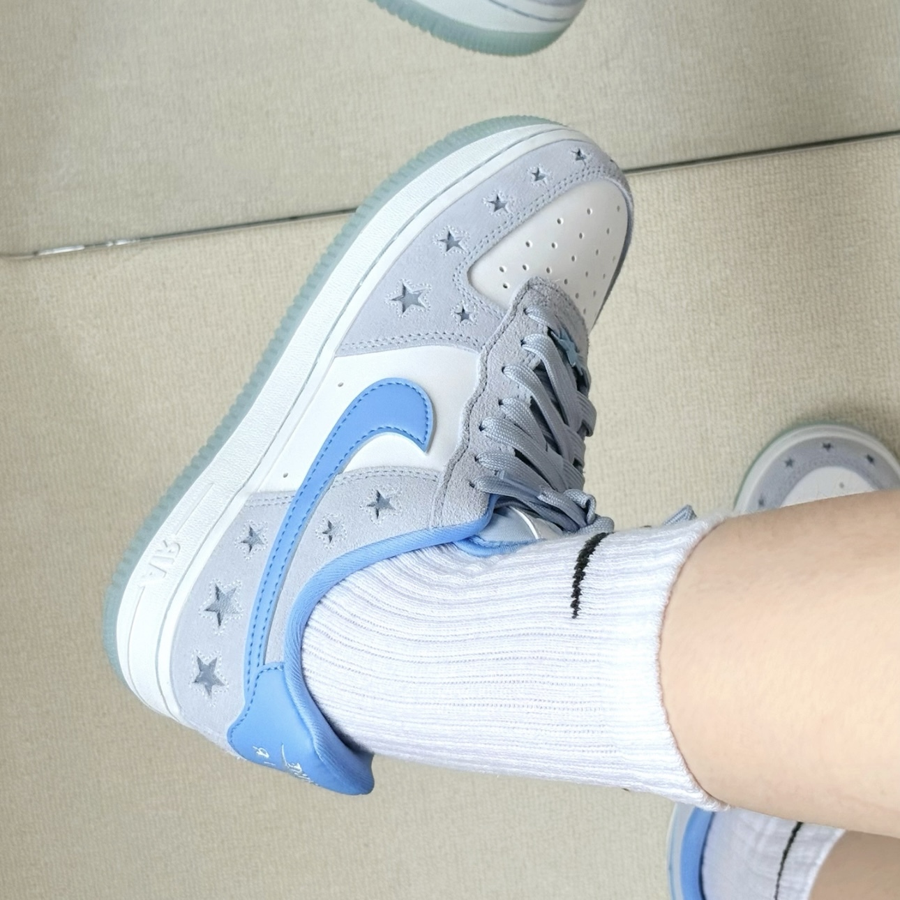 NIKE AIR FORCE 1 滿天星 冰藍 白藍 女鞋 耐吉 HQ8051-400