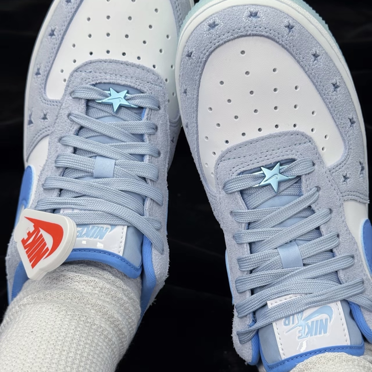 NIKE AIR FORCE 1 滿天星 冰藍 白藍 女鞋 耐吉 HQ8051-400