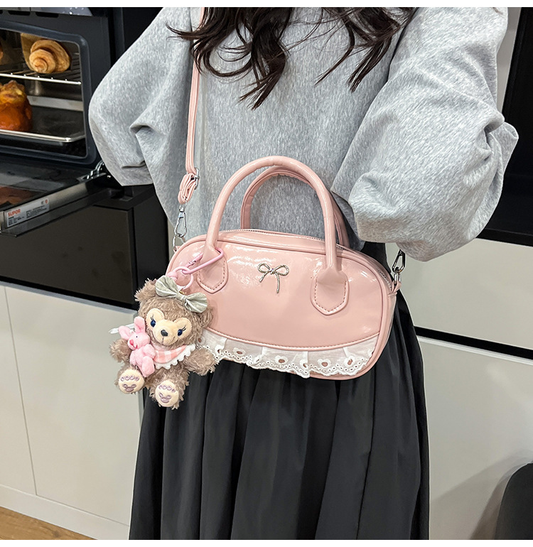 韓系蕾絲蝴蝶結保齡球包