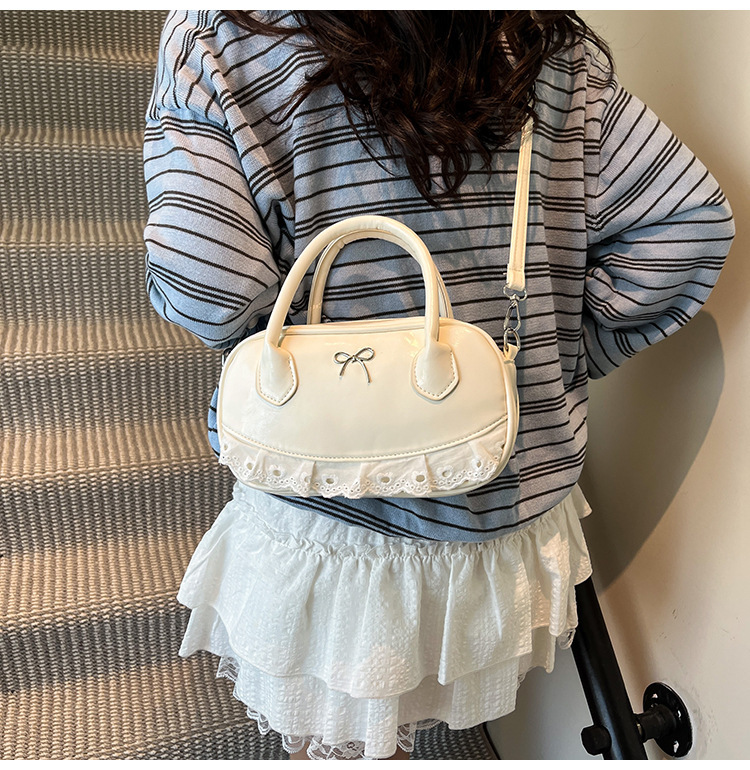 韓系蕾絲蝴蝶結保齡球包