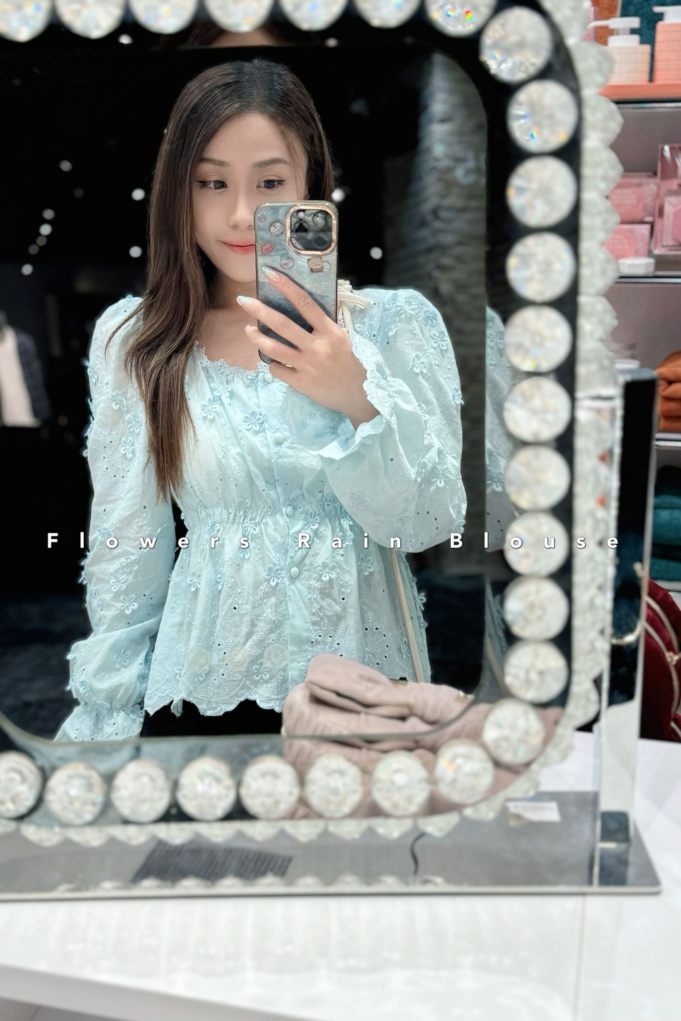 TOP#7655 🤍Flowers Rain Blouse