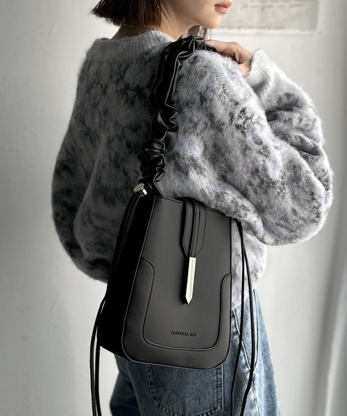 日本🇯🇵連線 Classical Elf 2WAY抽繩皮革翻蓋單肩包 手提包 抽繩 單肩包 肩背包 斜背包 3色(任買兩件711免運)/預購