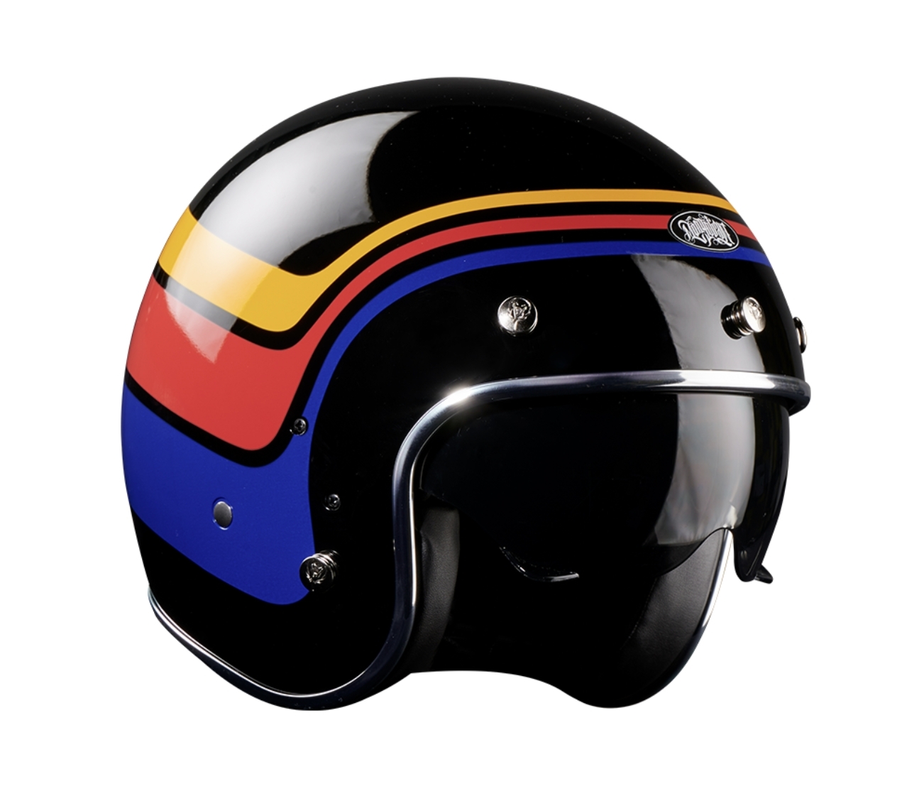 蒙古人 彩繪內墨鏡復古帽-3Lines【亮黑】3/4罩式