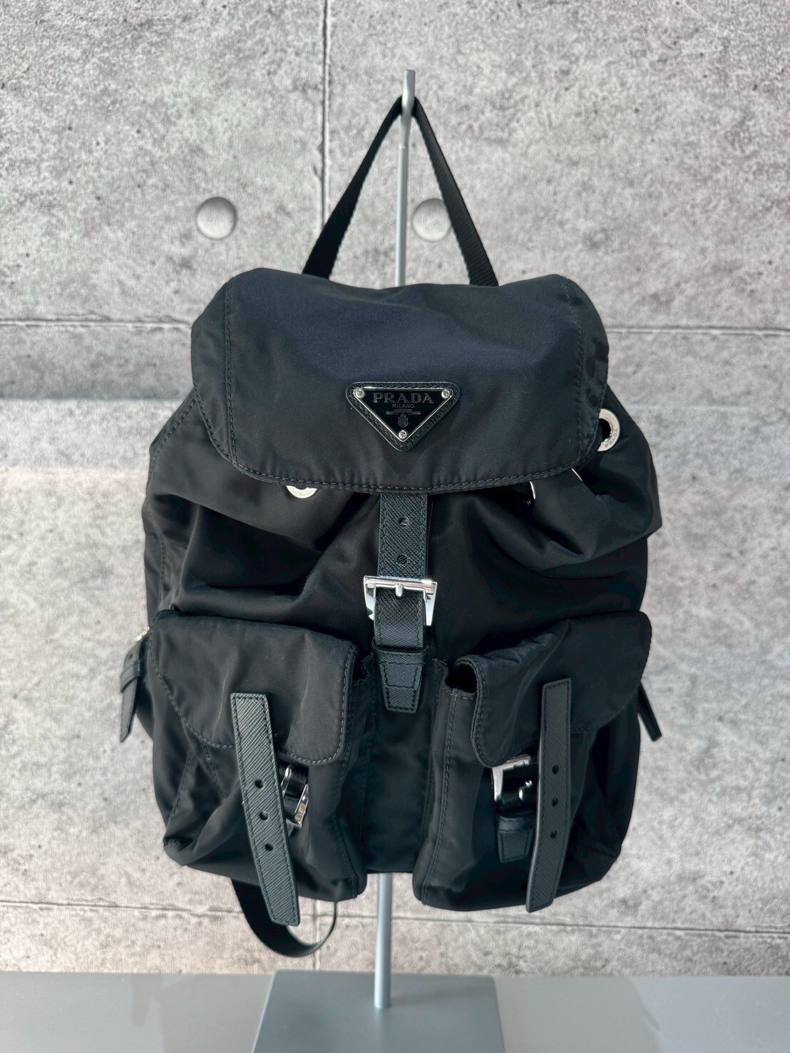 二手美品 Prada 三角Logo尼龍後背包 小號