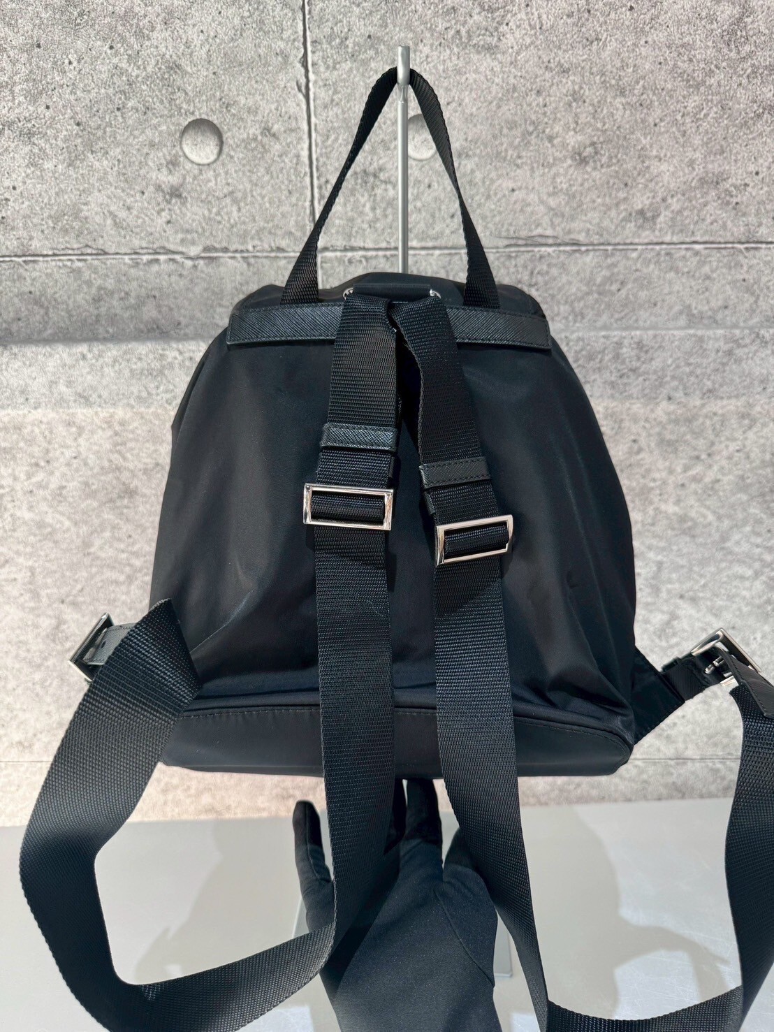 二手美品 Prada 三角Logo尼龍後背包 小號