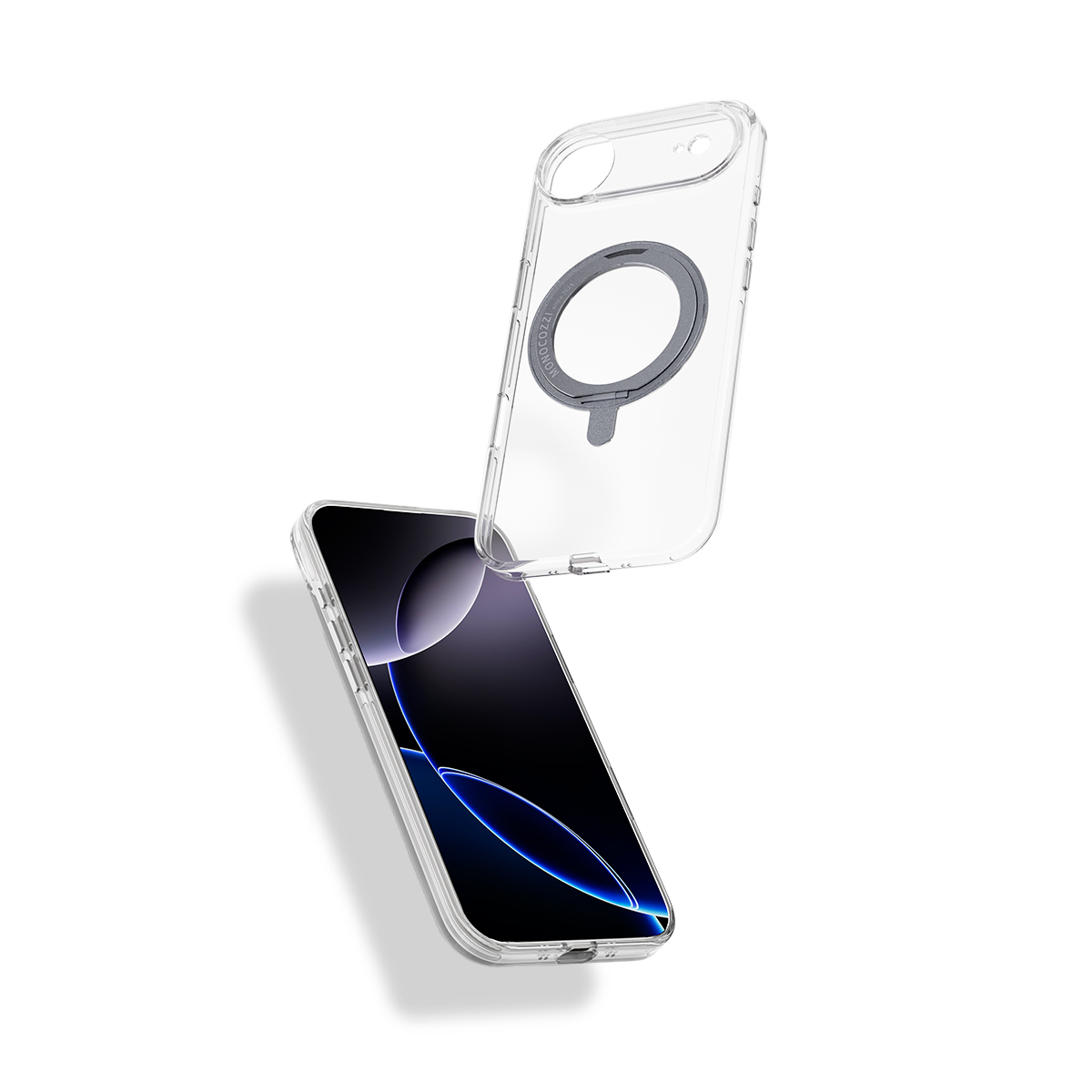 for iPhone Air | ESSENTIALS Crystal｜ Magnetic Charging Compatible Shockproof Crystal Clear Case w/ rotatable ring - Transparent