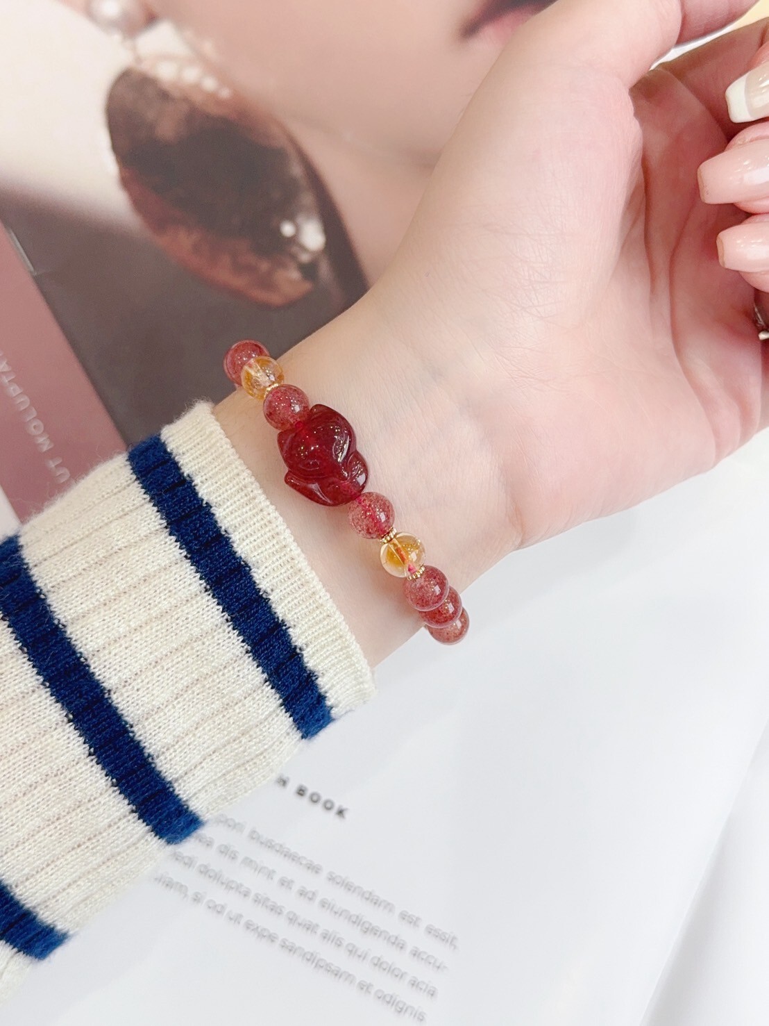 草莓水晶狐仙/黃塔晶水晶手鍊