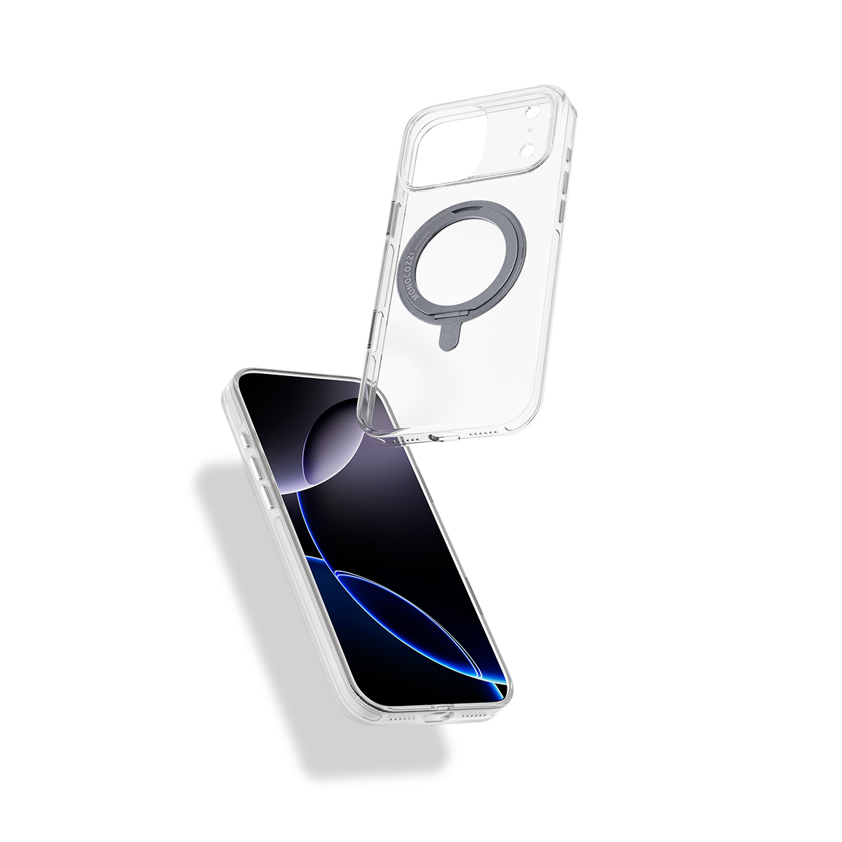 for iPhone 17 Pro | ESSENTIALS Crystal｜ Magnetic Charging Compatible Shockproof Crystal Clear Case w/ rotatable ring - Transparent