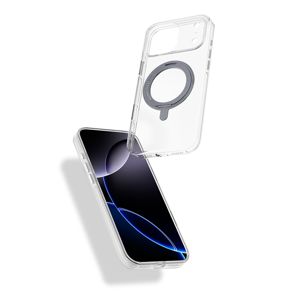 for iPhone 17 Pro Max | ESSENTIALS Crystal｜ Magnetic Charging Compatible Shockproof Crystal Clear Case w/ rotatable ring - Transparent