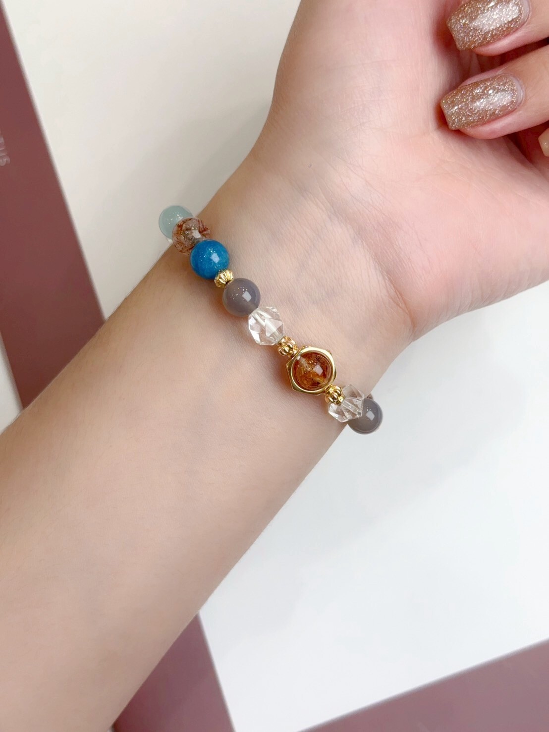 藍晶石/灰月光/海藍寶/白月光/白水晶手鍊