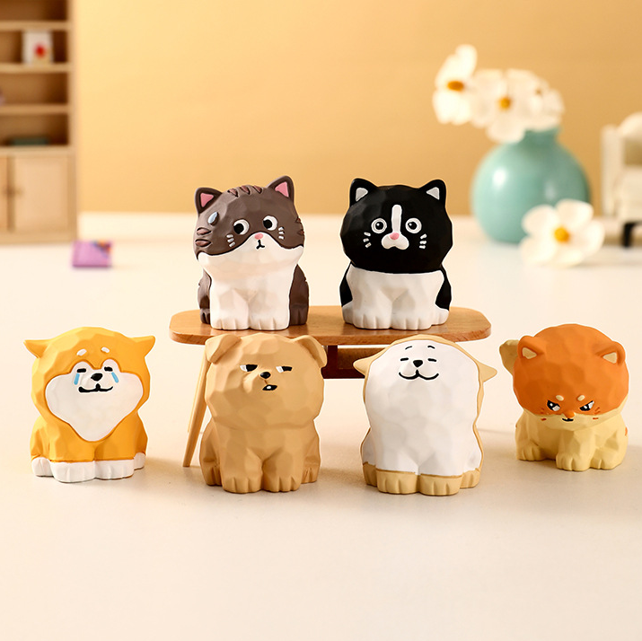 拆家小分隊木雕風狗貓擺件