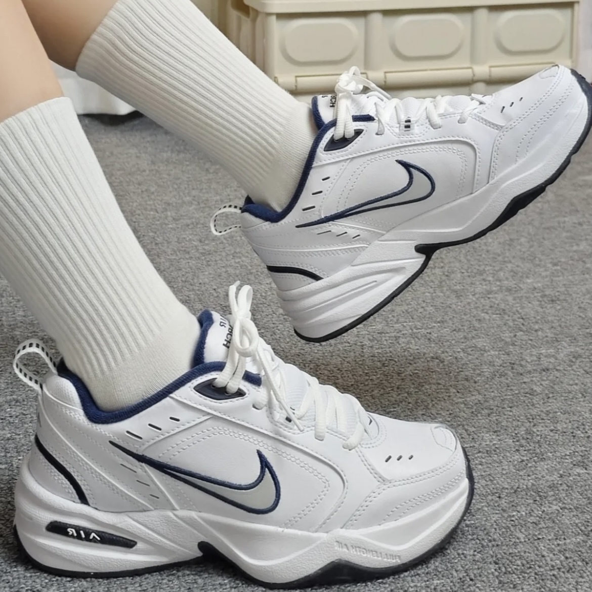 NIKE AIR MONARCH IV 白藍銀 厚底 老爹 休閒鞋 男女款 415445-102