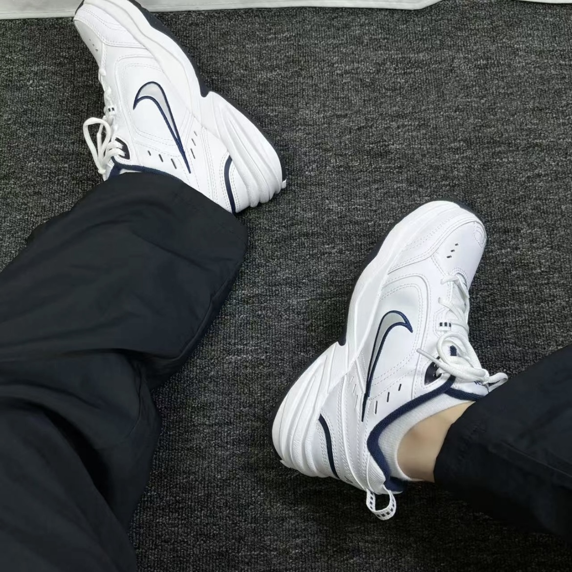 NIKE AIR MONARCH IV 白藍銀 厚底 老爹 休閒鞋 男女款 415445-102