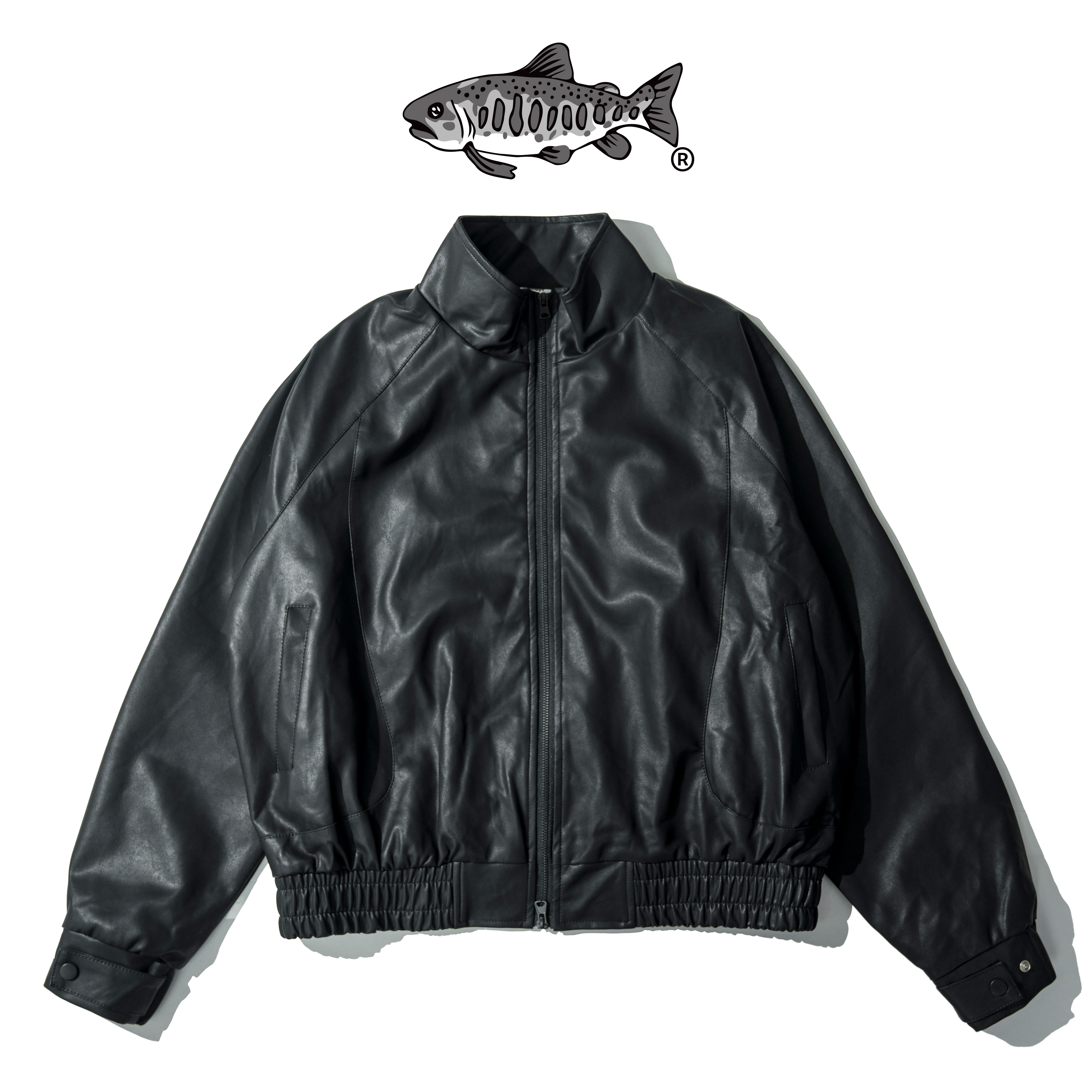 AGILITY Faux Leather Track Jacket 立領 合成皮革 運動外套 [LE60]