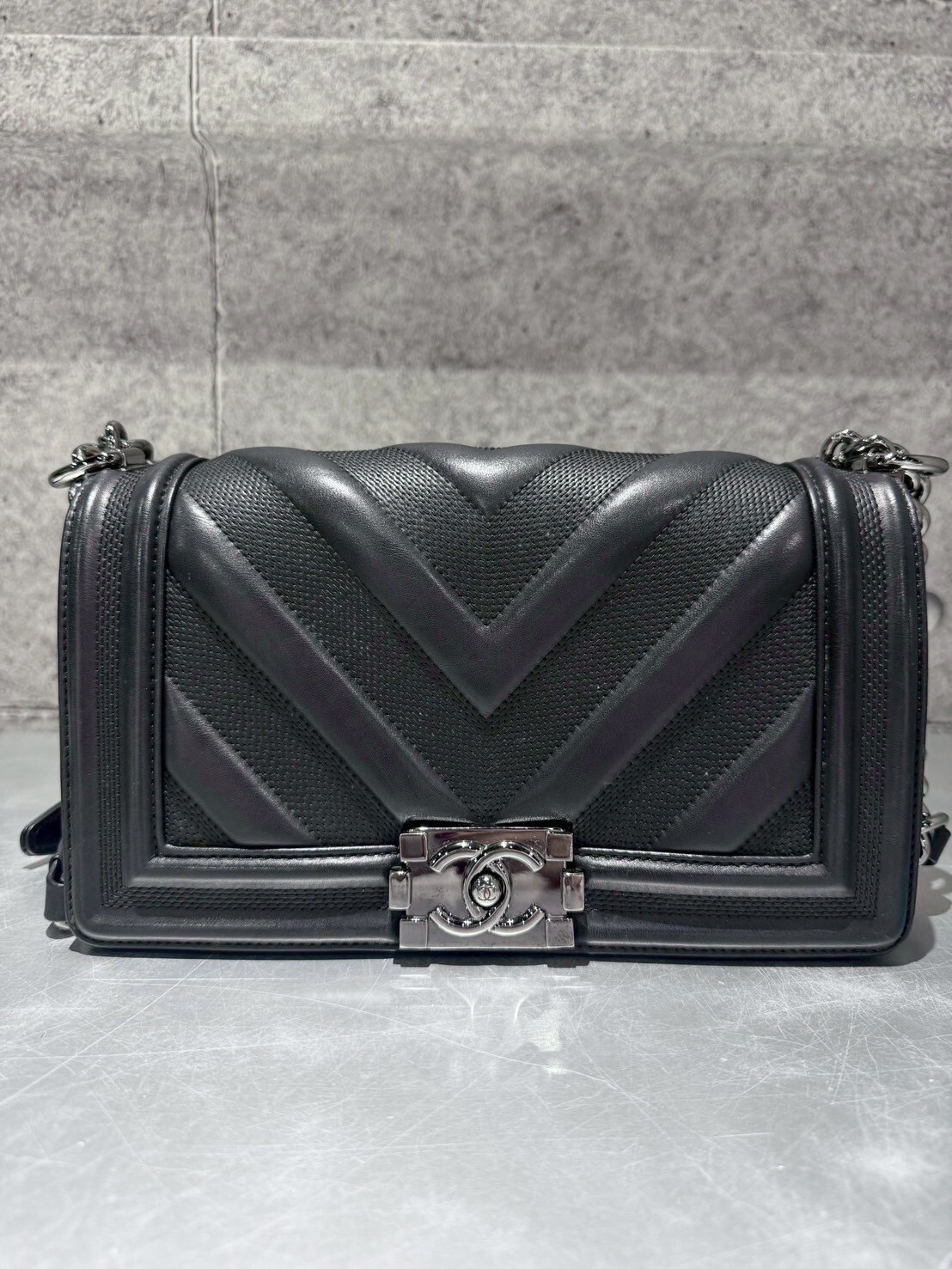 二手美品 Chanel 山形紋Boy大型包