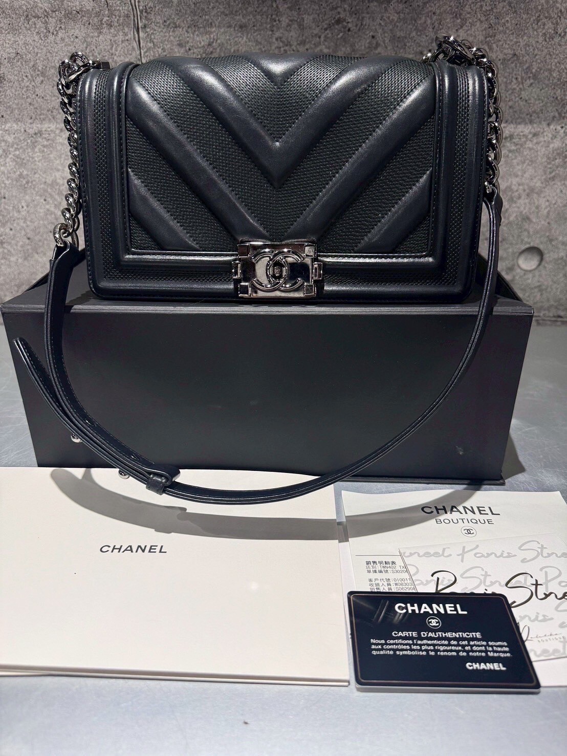 二手美品 Chanel 山形紋Boy大型包