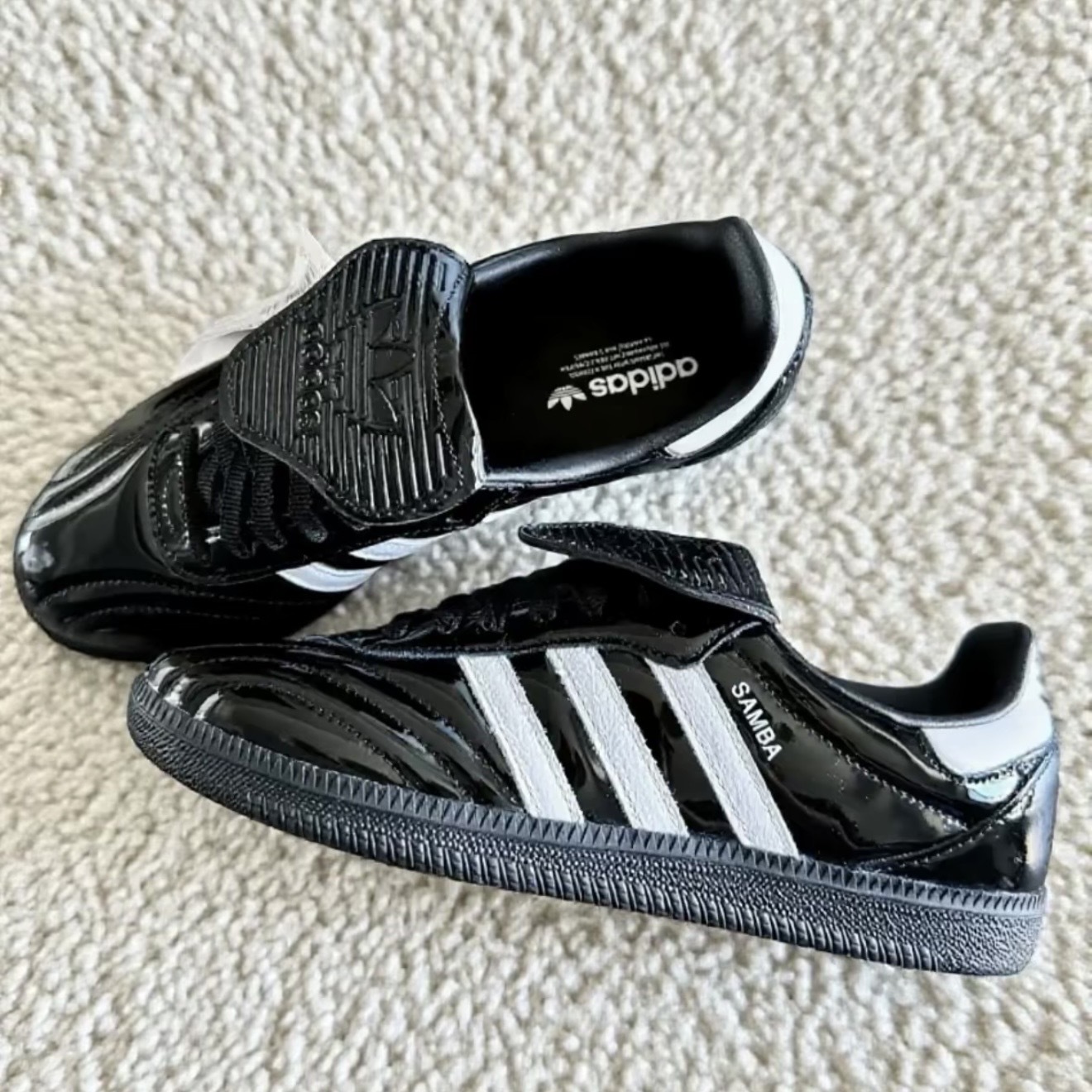 ADIDAS ORIGINALS SAMBA LT 黑白 亮面漆皮 翻鞋舌 德訓鞋 JI2707