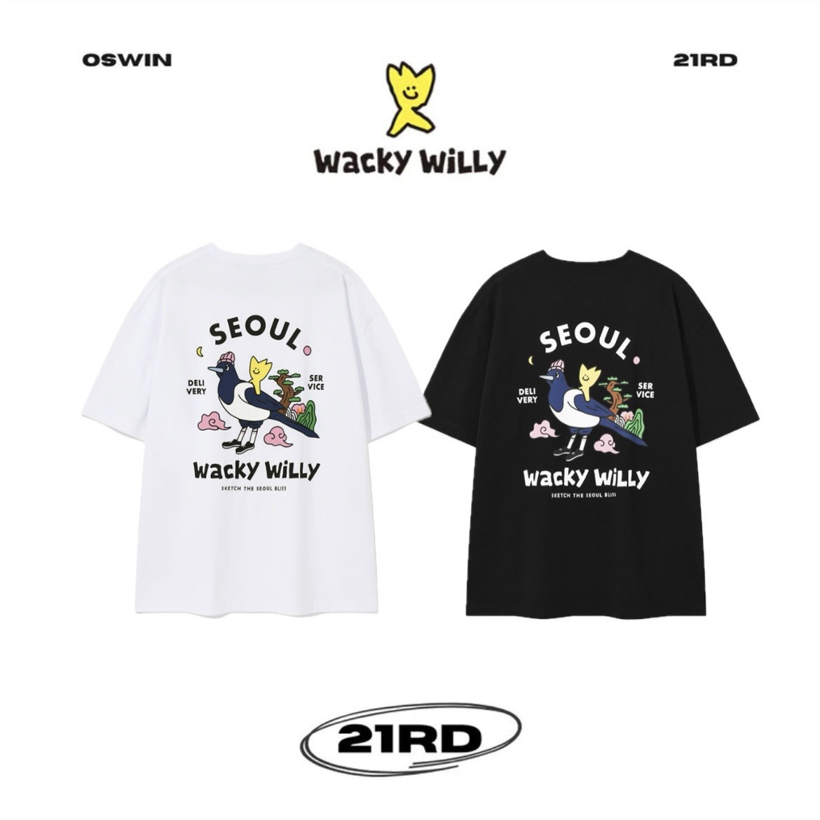 韓國 Wacky Willy 小飛人 喜鵲快遞 短袖上衣