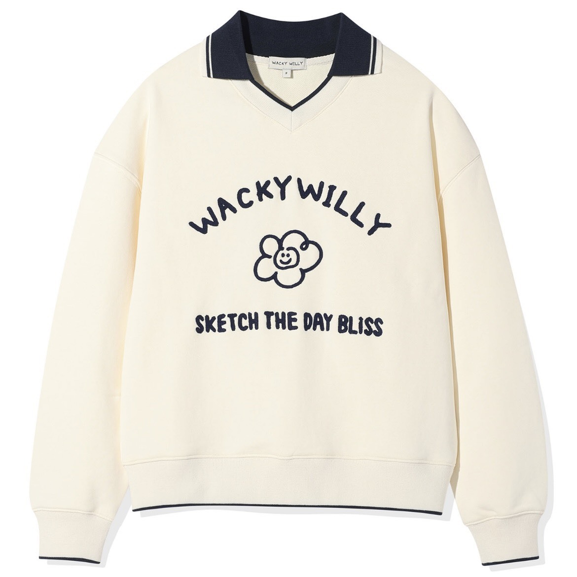 韓國 Wacky Willy 日常休閒 拼接V領大學T