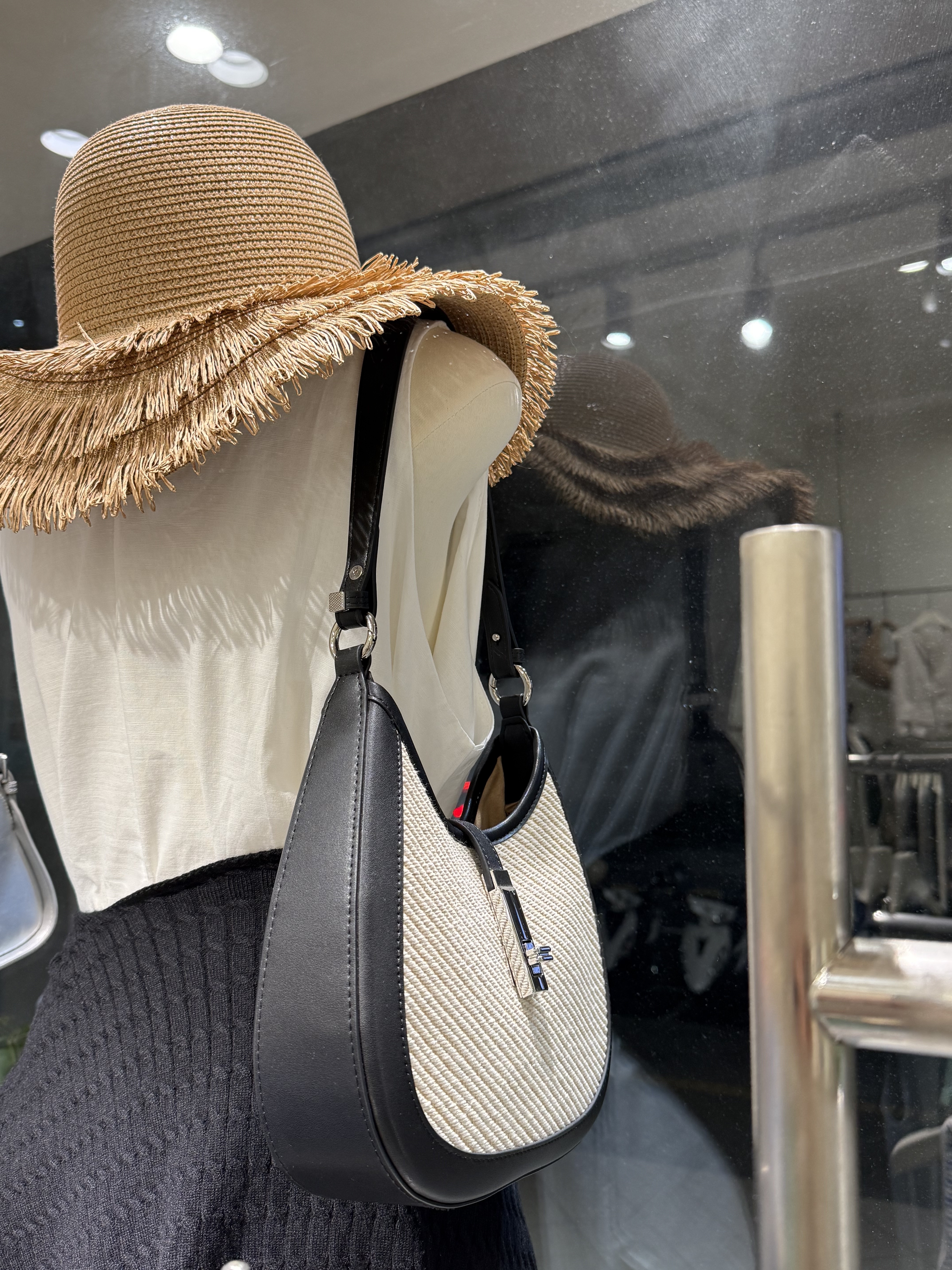 正韓帆布拼接牛皮馬鞍包