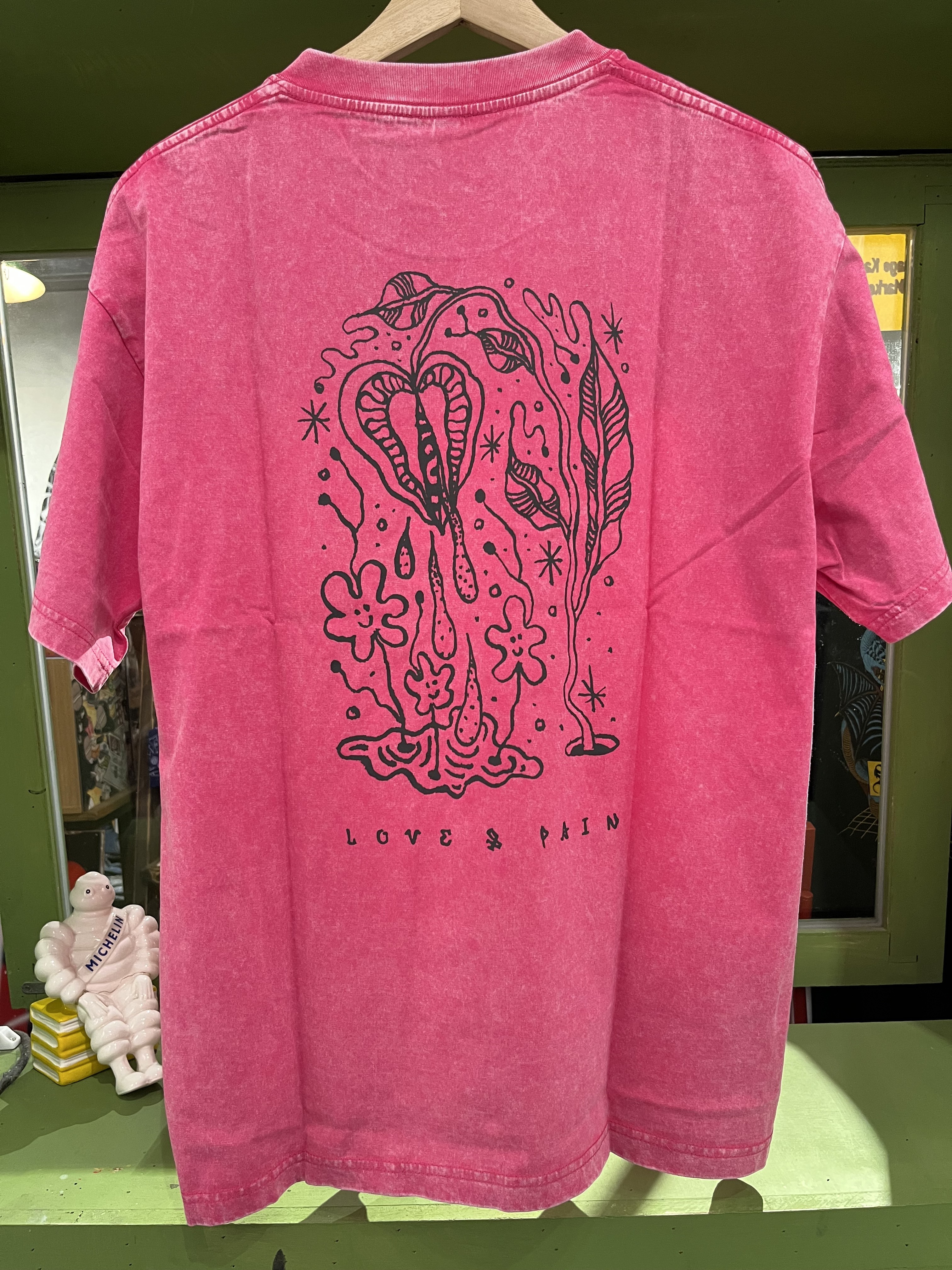 SIGHT - Love & Pain 石洗工藝短Tee - 粉紅