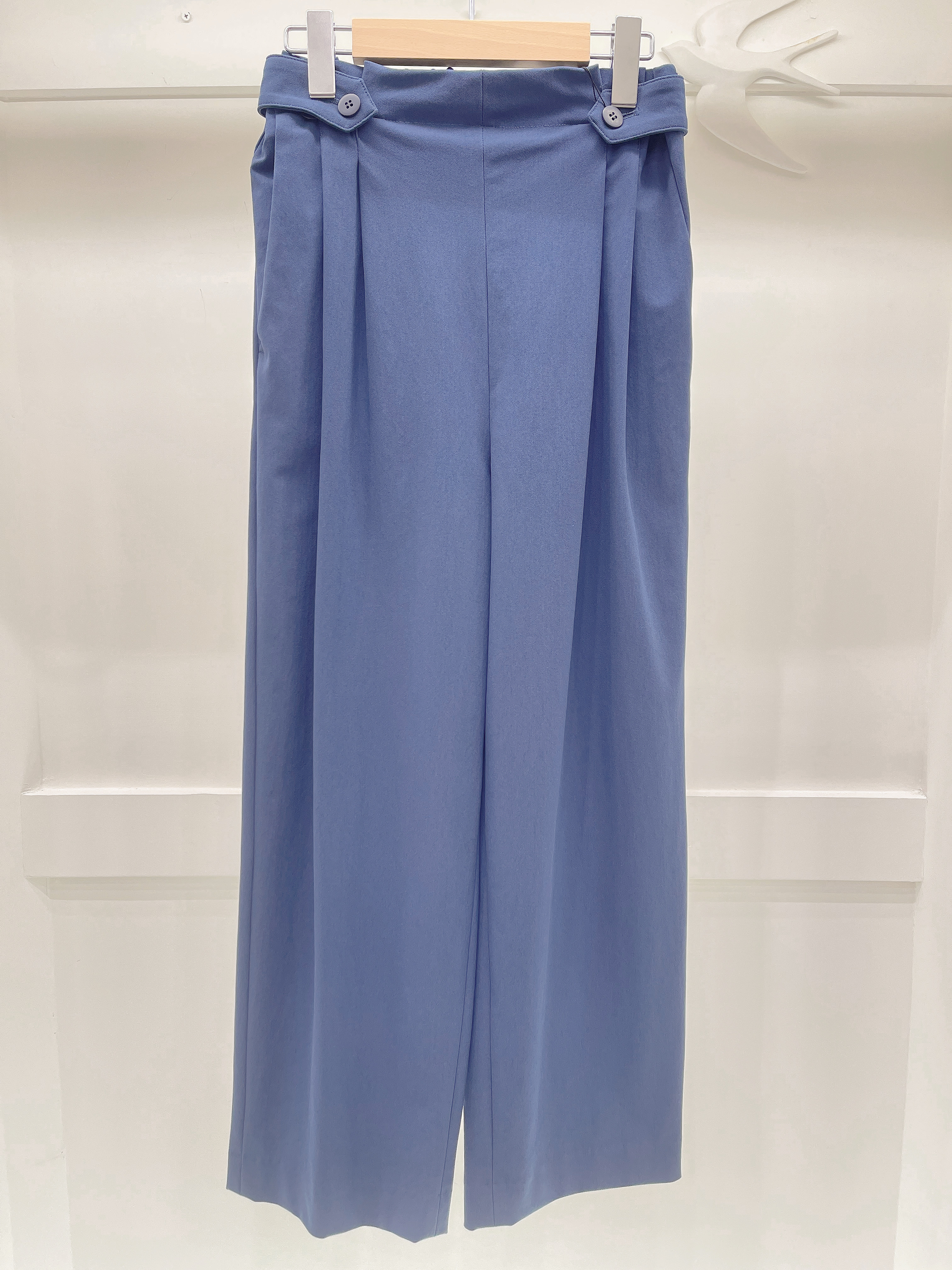 腰打摺挺版寬褲