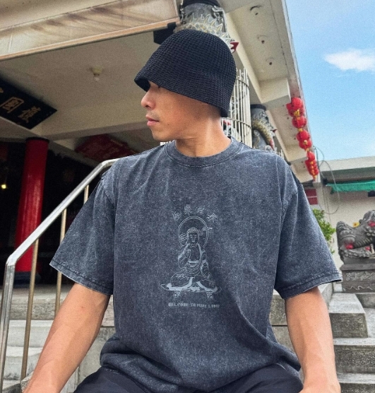 SIGHT - 極樂世界 石洗工藝 短Tee - 石洗黑