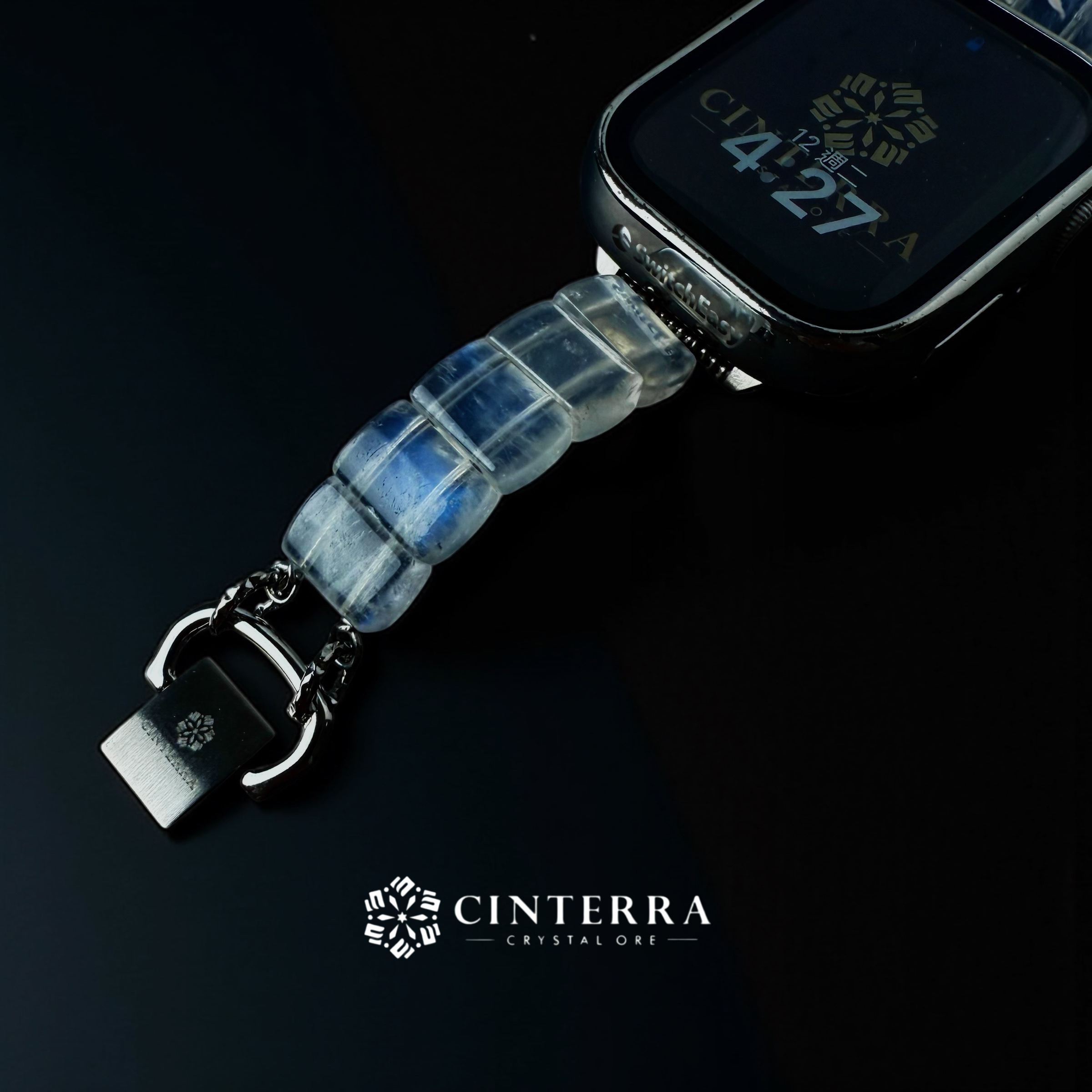 【可調式拼接扣】高品月光石礦石錶帶｜Apple Watch 水晶錶帶｜12mm