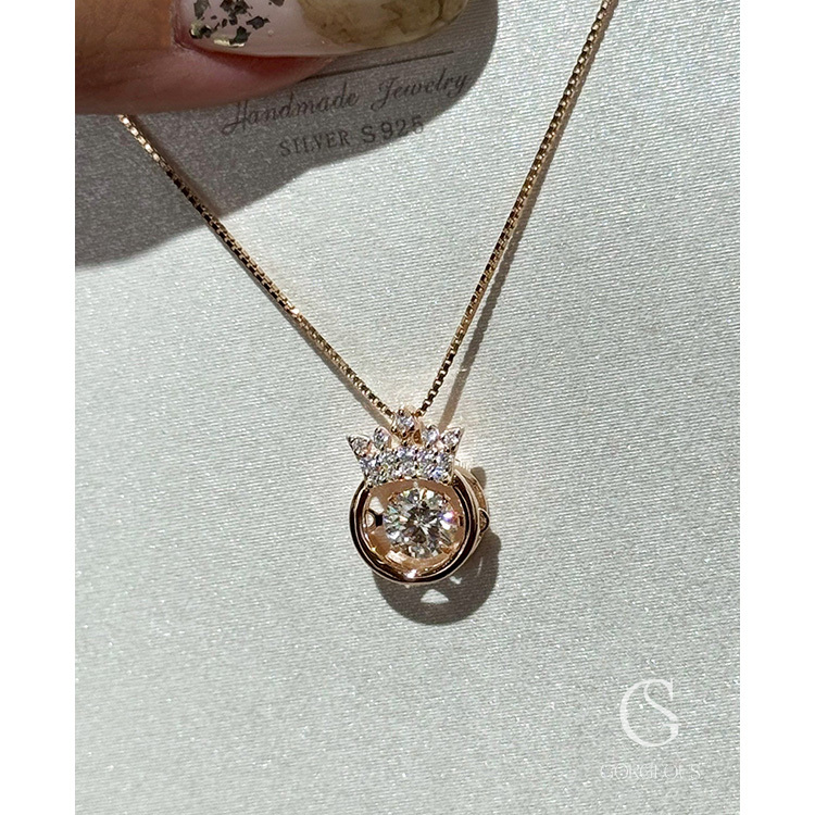 R18 現貨「皇冠懸浮莫桑鑽項鍊(925銀)」