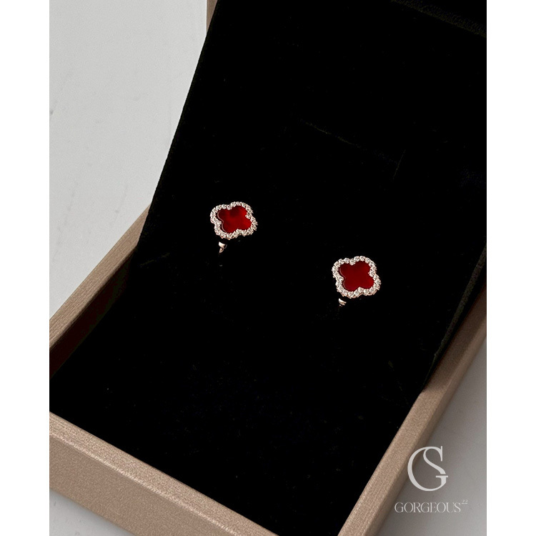 R37 現貨「四葉草莫桑鑽圈圈耳環(925銀針)」