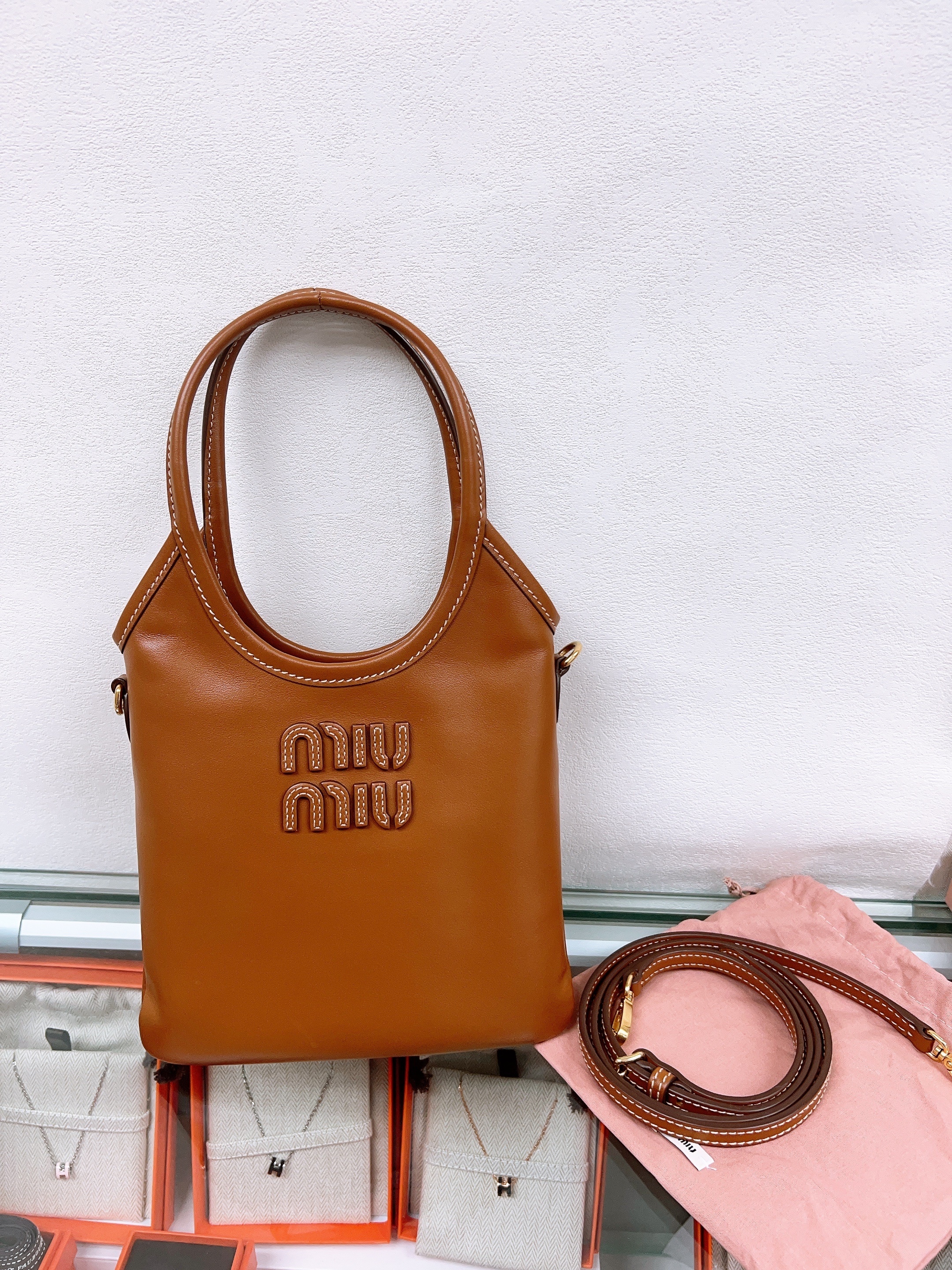 Miu miu ivy tote mini cognac