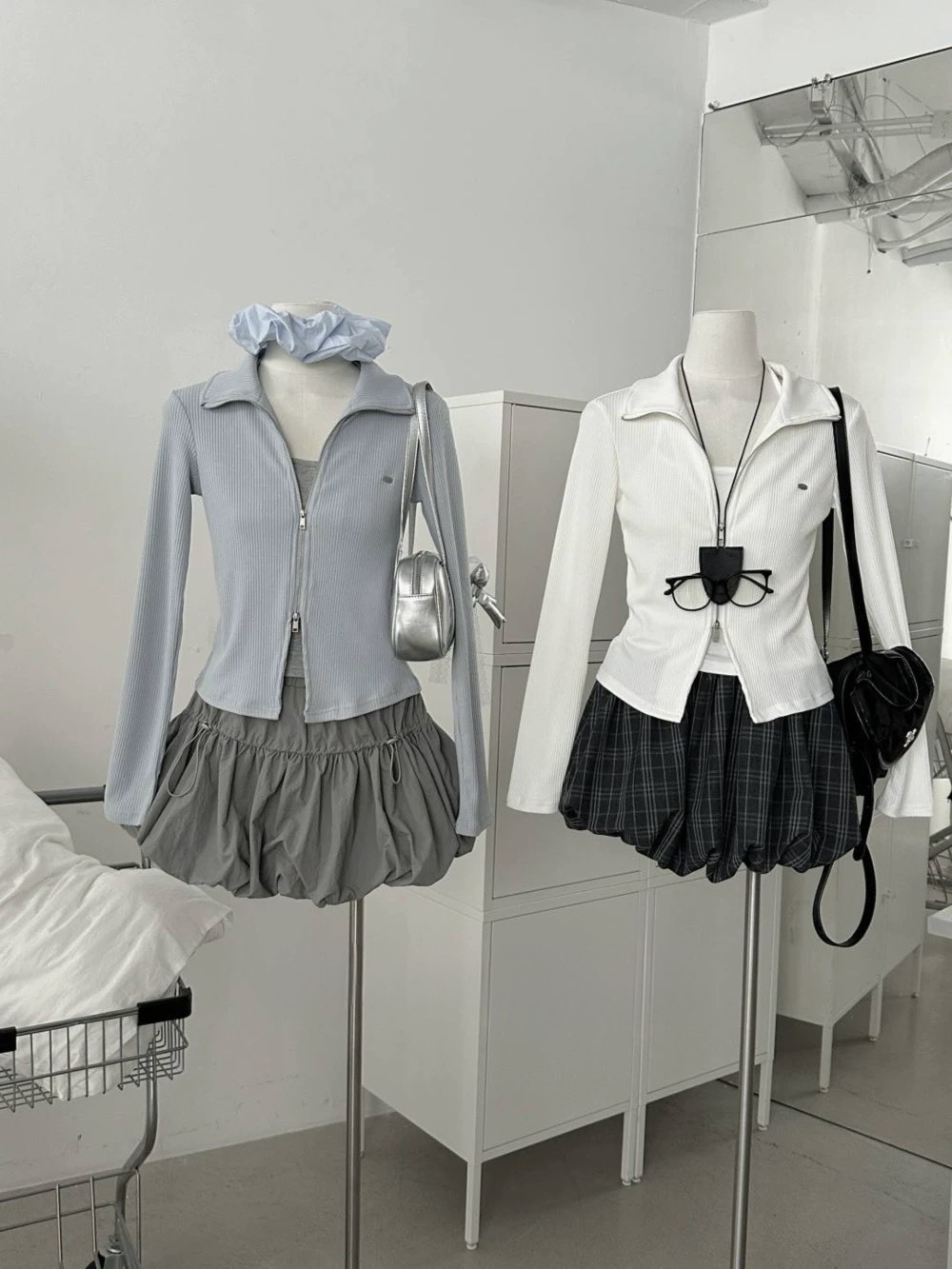 翻領拉鍊 假兩件式長袖上衣