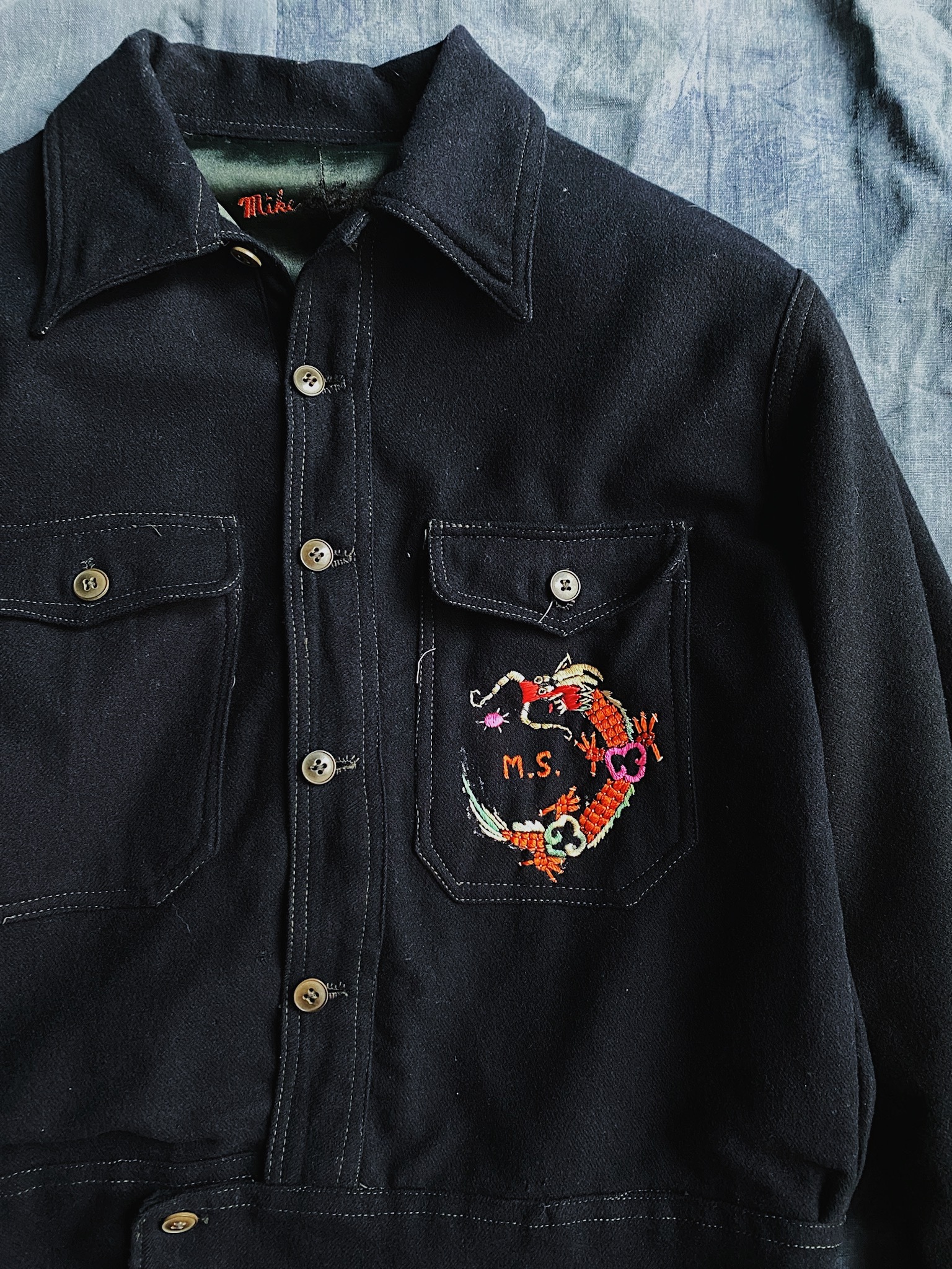 40s USN Souvenir Jacket  By Chinese WWII Embroidered  / 二戰美國海軍橫須賀刺繡夾克 短版羊毛外套