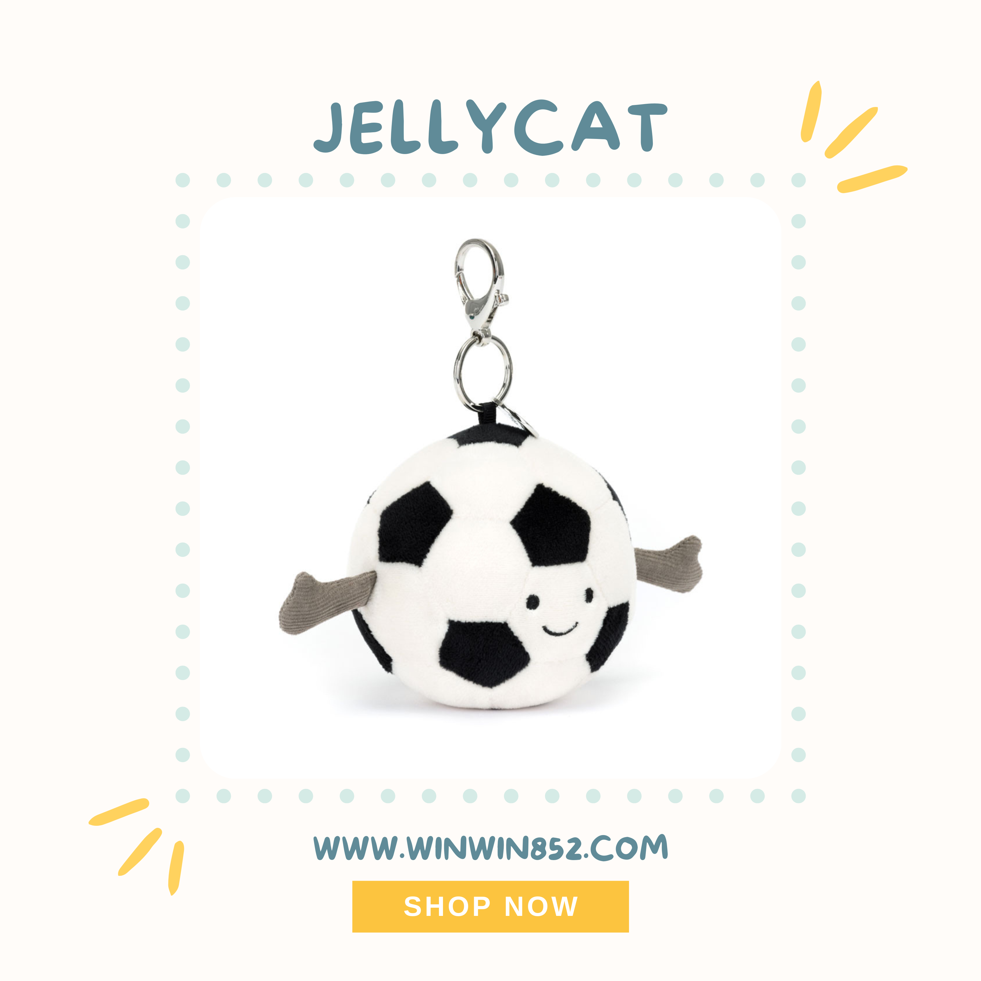 Jellycat Amuseables Sports Football Bag Charm