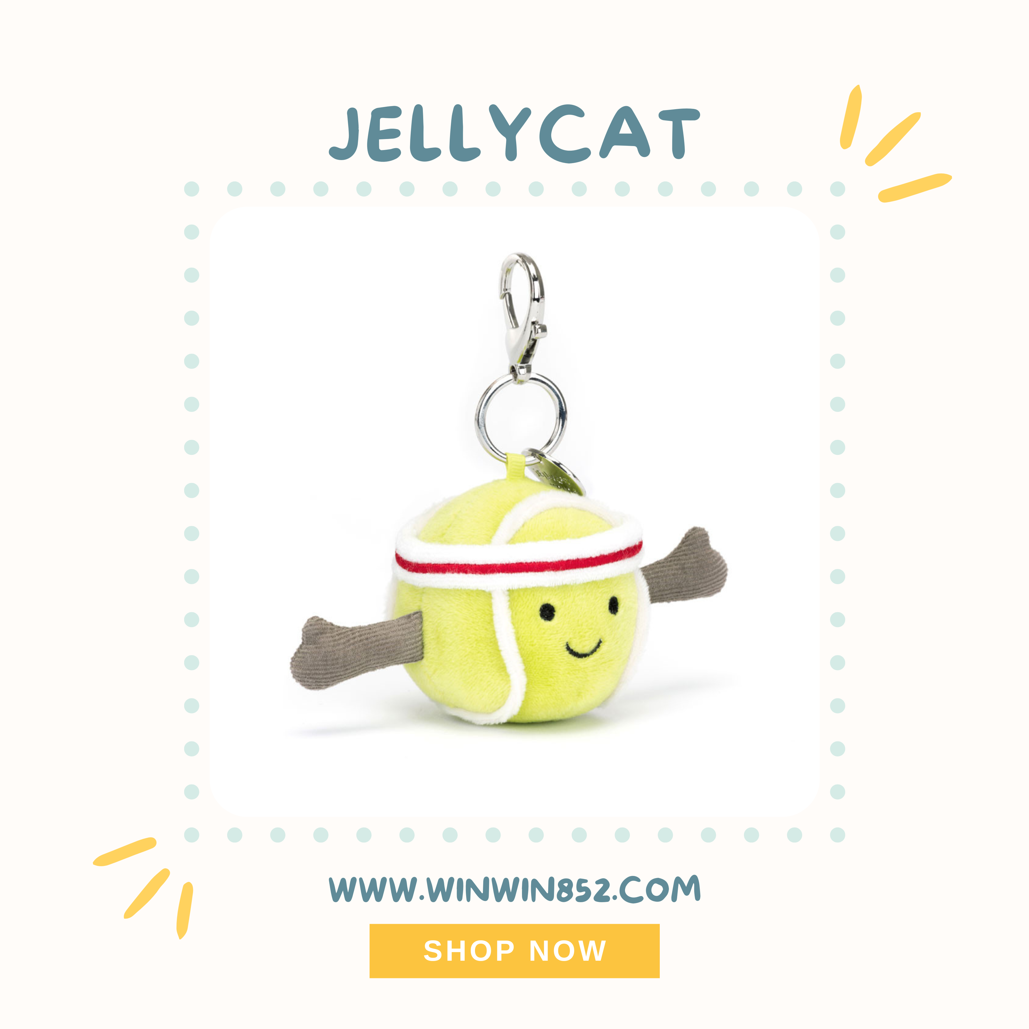 Jellycat Amuseables Sports Tennis Bag Charm