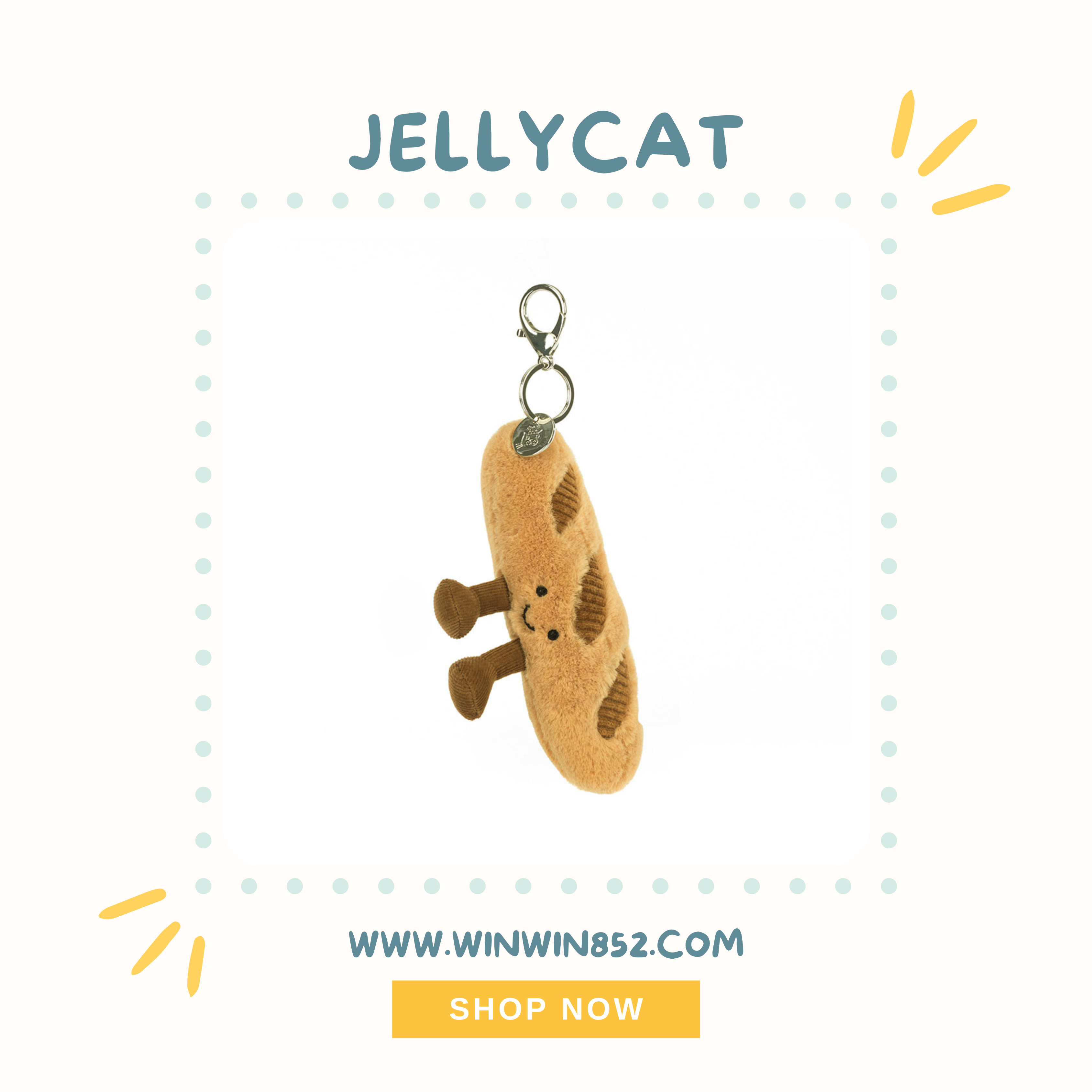 Jellycat Amuseables Baguette Bag Charm