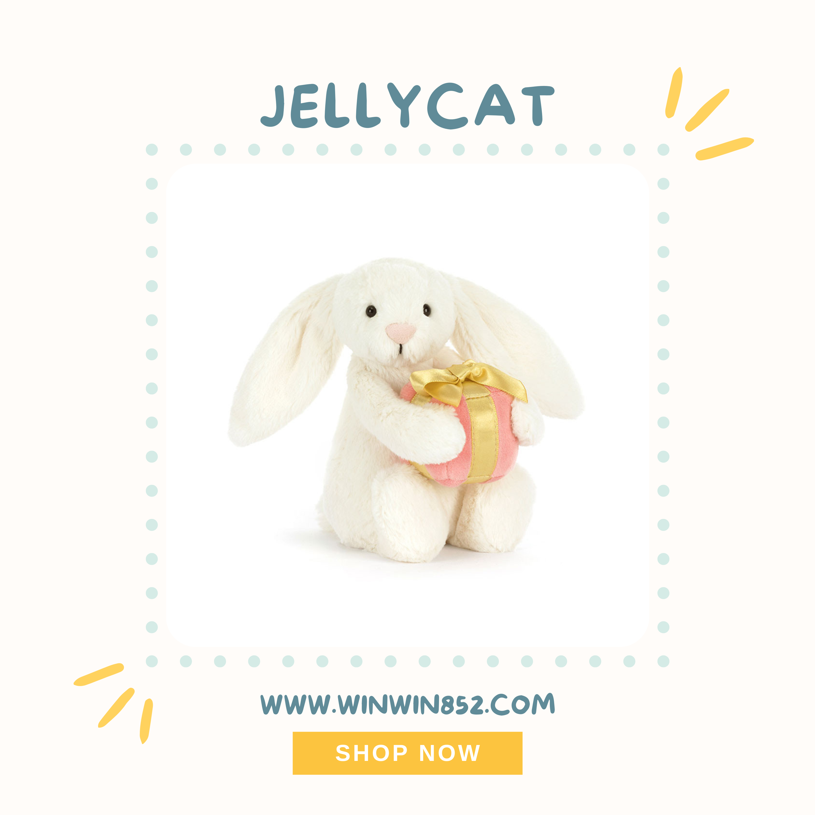 Jellycat Bashful Bunny with Present