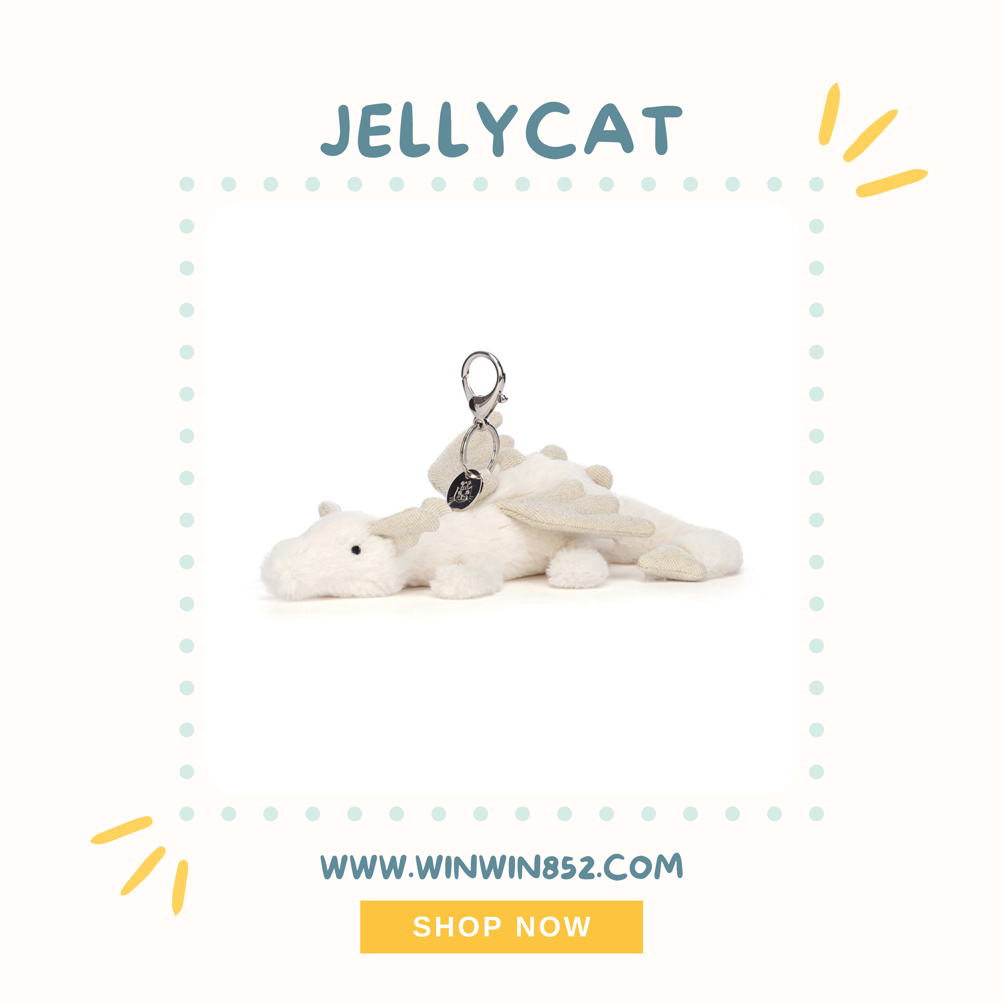 Jellycat Snow Dragon Bag Charm