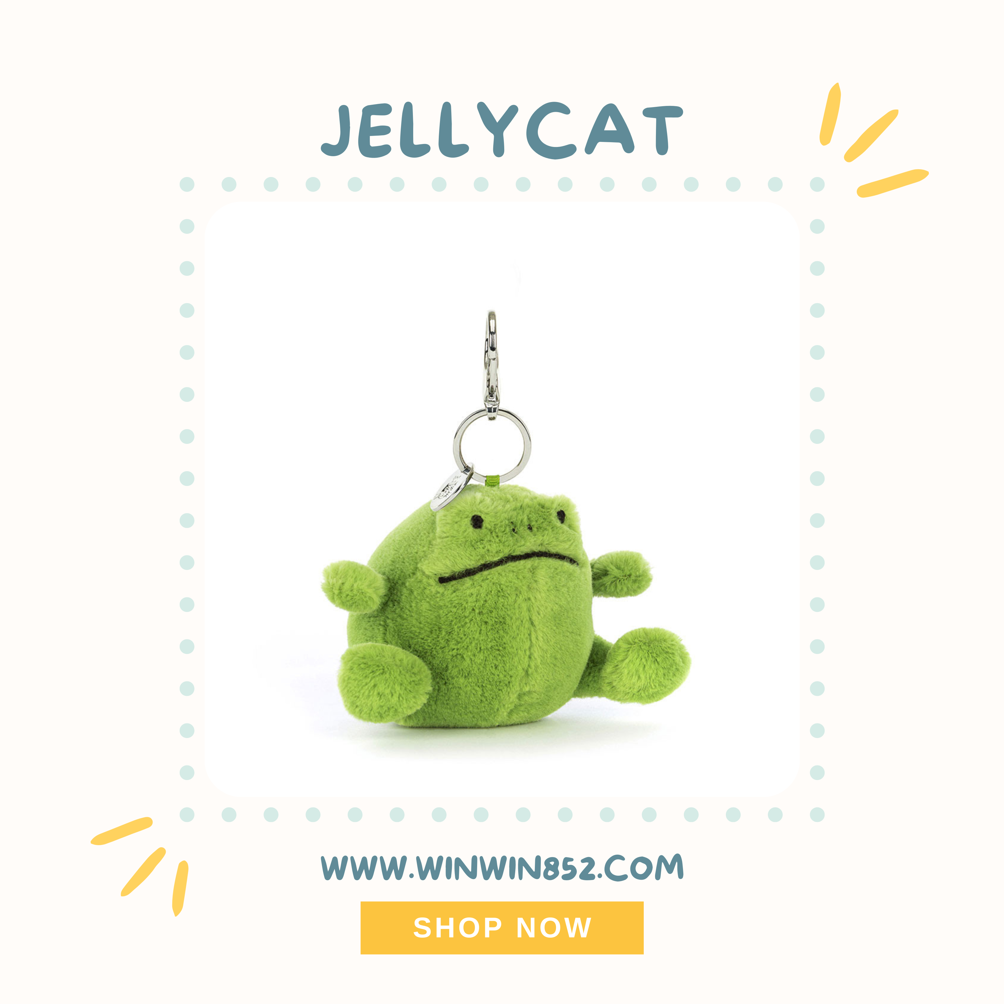 Jellycat Ricky Rain Frog Bag Charm