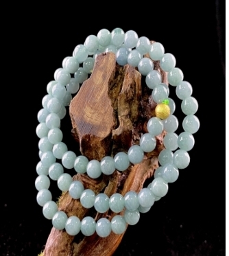 C020 翡翠（A货）蓝水圆珠珠链