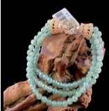 C023 翡翠（A货）蓝水圆珠镶嵌款叠带手链